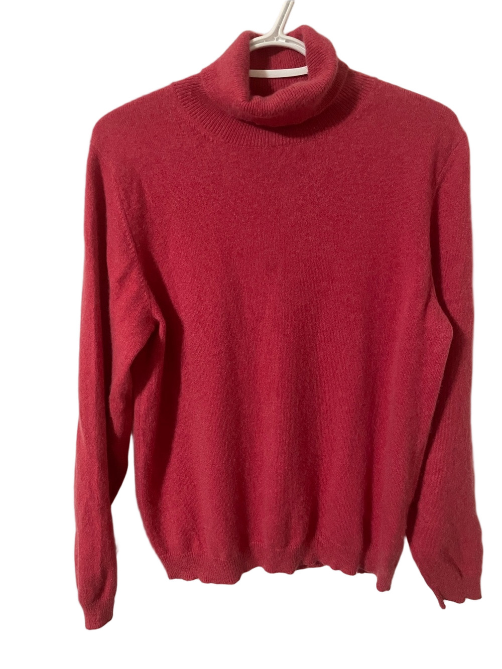 Lands' End Cashmere Raspberry Red Turtleneck Sweater Size Medium